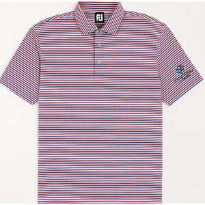 FootJoy Mens Polo Shirt L Red Blue Stripe Keene Trace Golf FJ Logo Performance